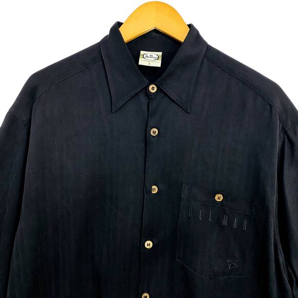 Go Barefoot Del Mar Shirt Men's Size Large Black Where The Turf Meets The Surf - Picture 2 of 11